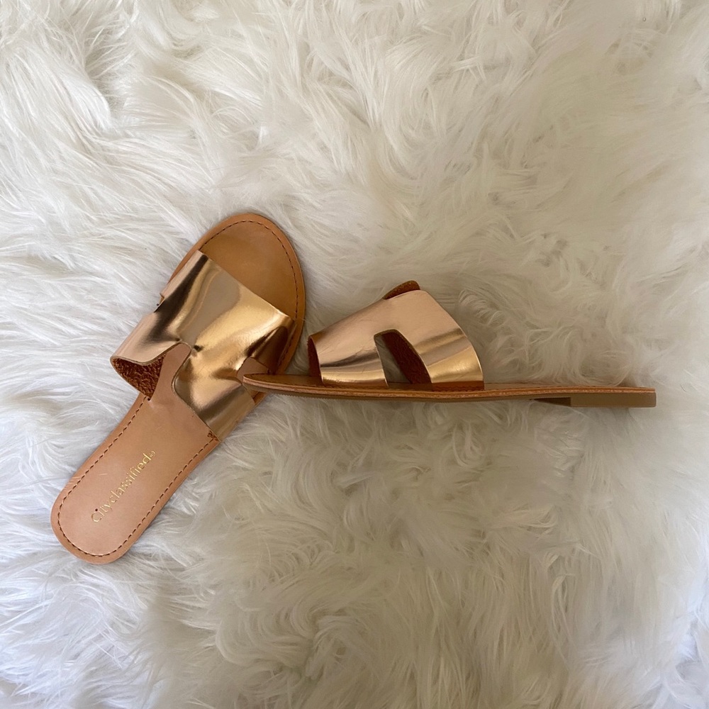 NEW Metallic Rose Gold Sandals / Slippers / Slides